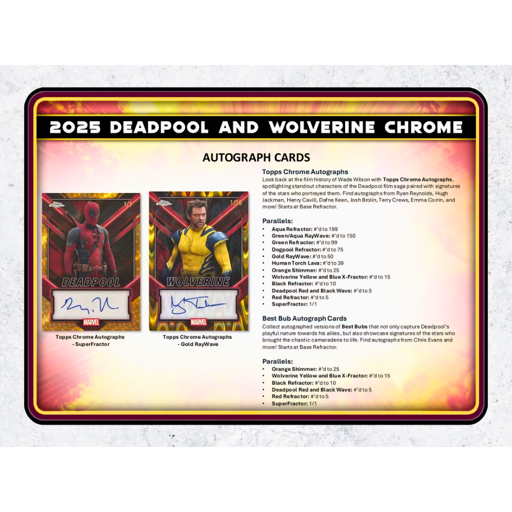 【卡世界】🔥全新箱 2025 Topps Deadpool Chrome Blaster Box 死侍 球員卡 (1盒-細節圖9