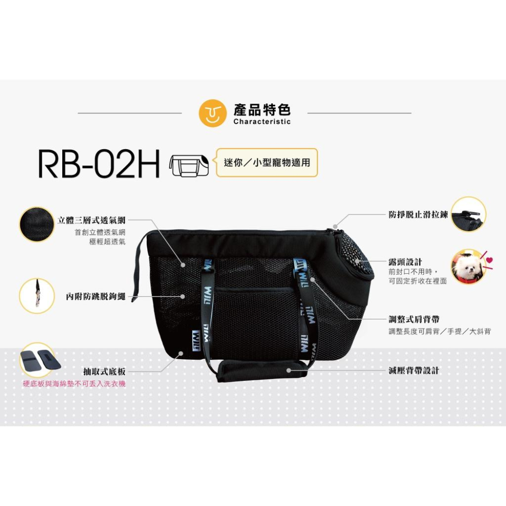WILL  黑網手提袋/雨罩 (RB04/RB05)斜背包系列 透氣材質 運動外出包 輕巧舒適包 輕盈好攜帶-細節圖7