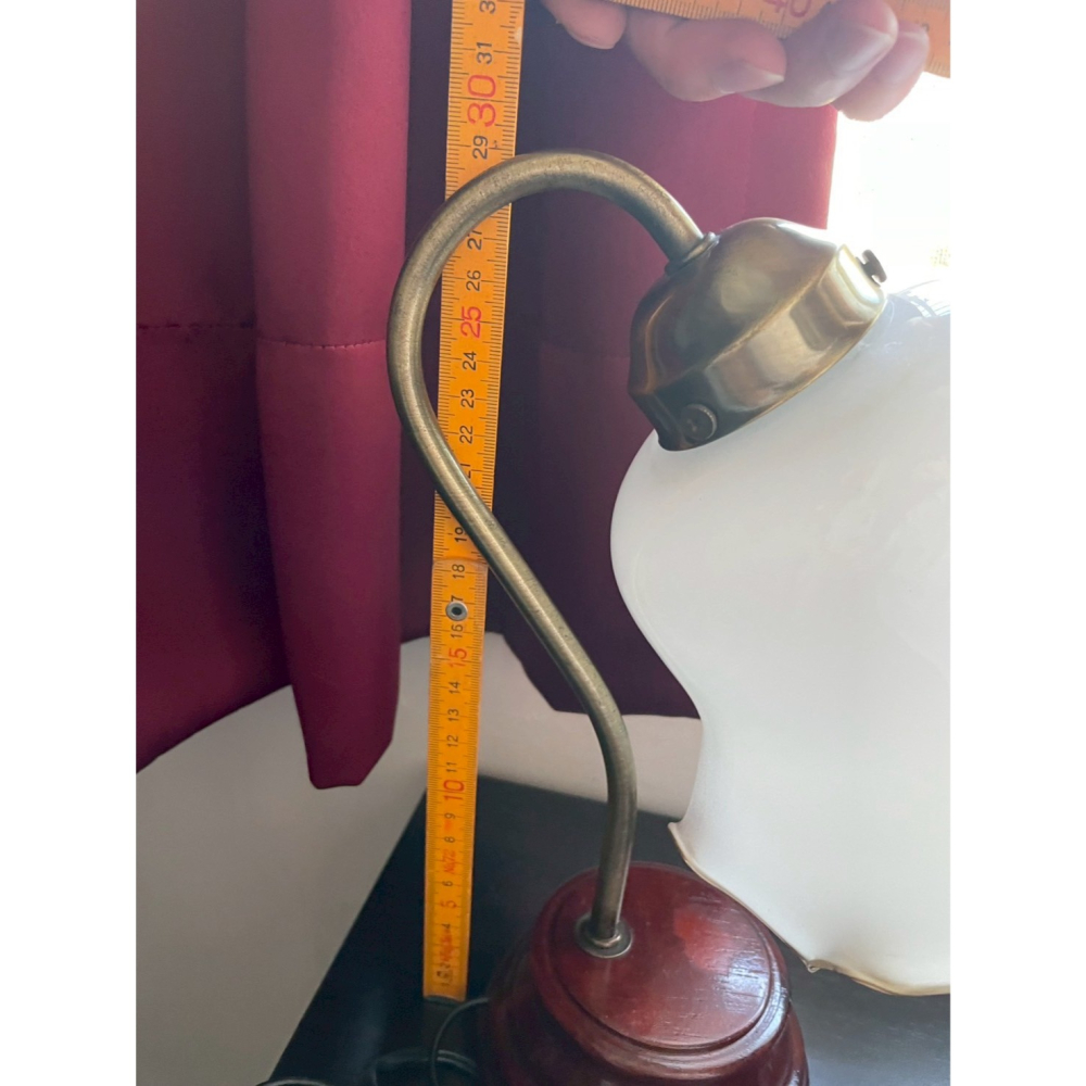 木製底座 鵝頸奶油色桌燈 （燈泡送你）-細節圖4