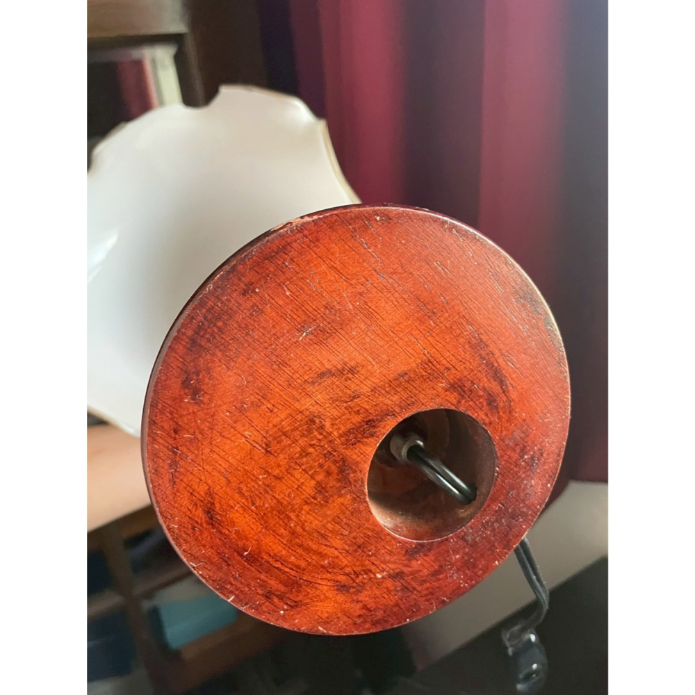 木製底座 鵝頸奶油色桌燈 （燈泡送你）-細節圖7