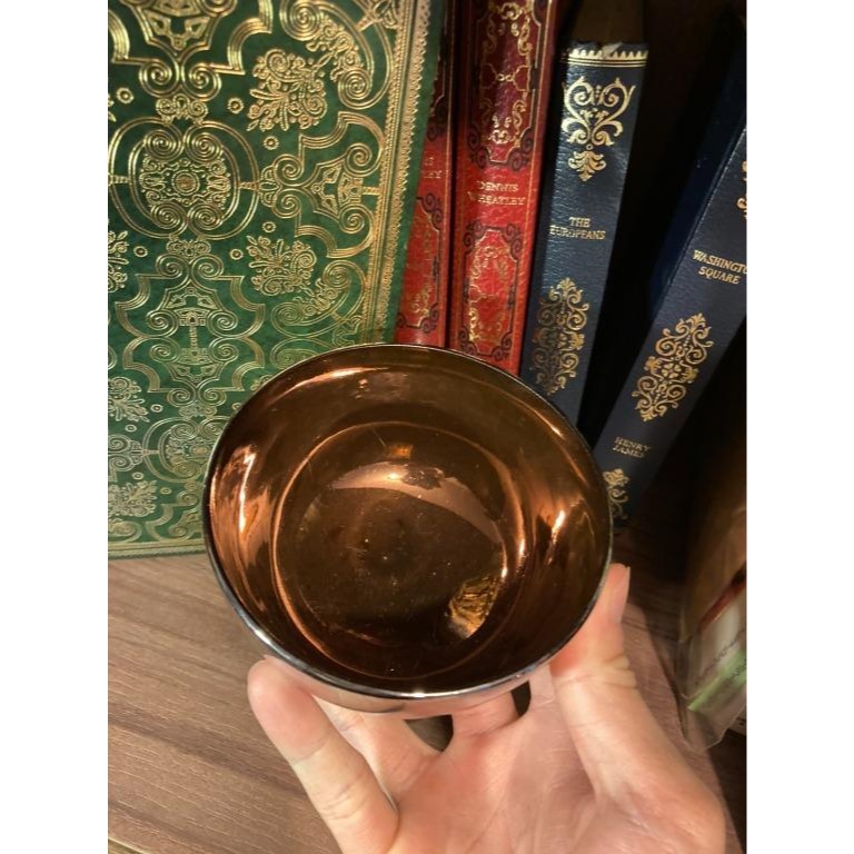 英國帶回 -銀色高腳盆 (外面銀裡面咖啡金)-細節圖4