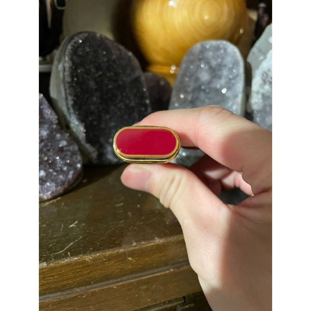 (法國名牌精品）CARTIER 卡蒂亞 黃銅 酒紅色 三環 K金 瓦斯打火機 （灌瓦斯非煤油）-細節圖5