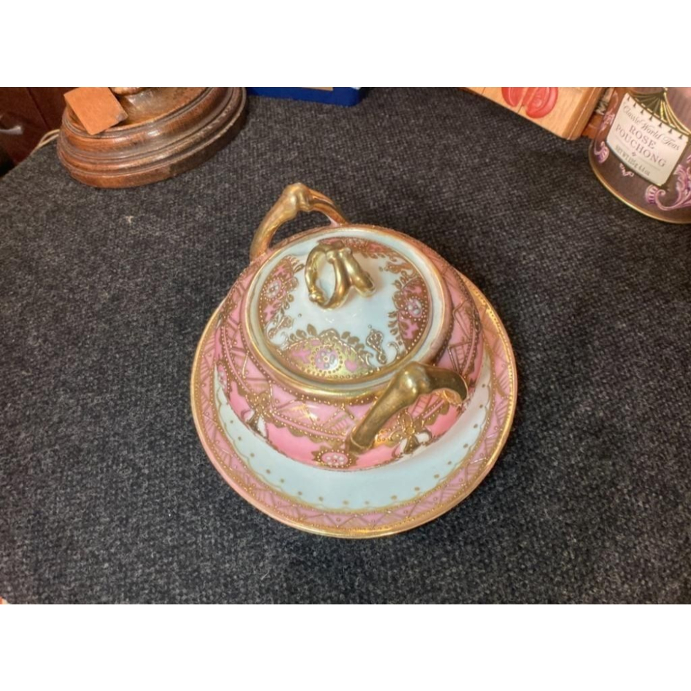 日本百年古董-ノリタケ NORITAKE 糖罐(把手有修過)-細節圖2