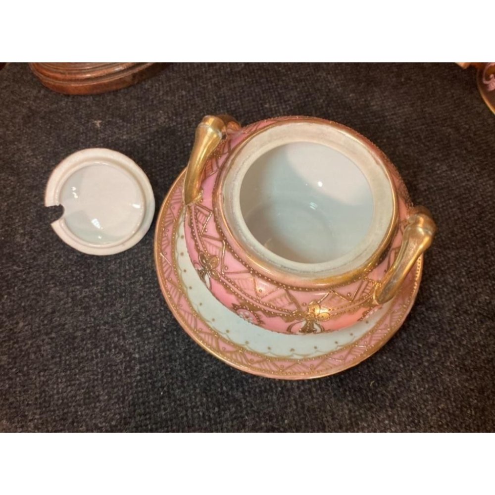 日本百年古董-ノリタケ NORITAKE 糖罐(把手有修過)-細節圖4