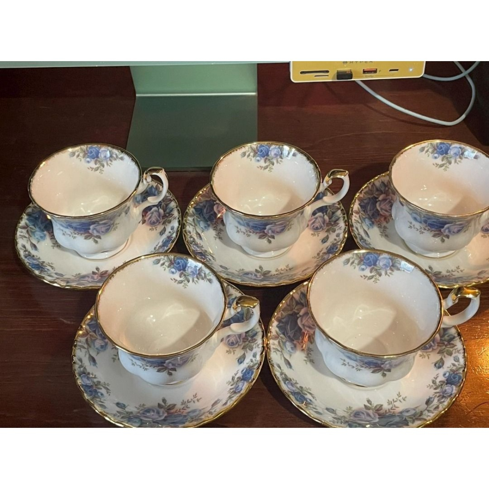 （純正英國製）1987 Royal albert 經典 月光玫瑰紅茶杯 (五組共5500)-細節圖2