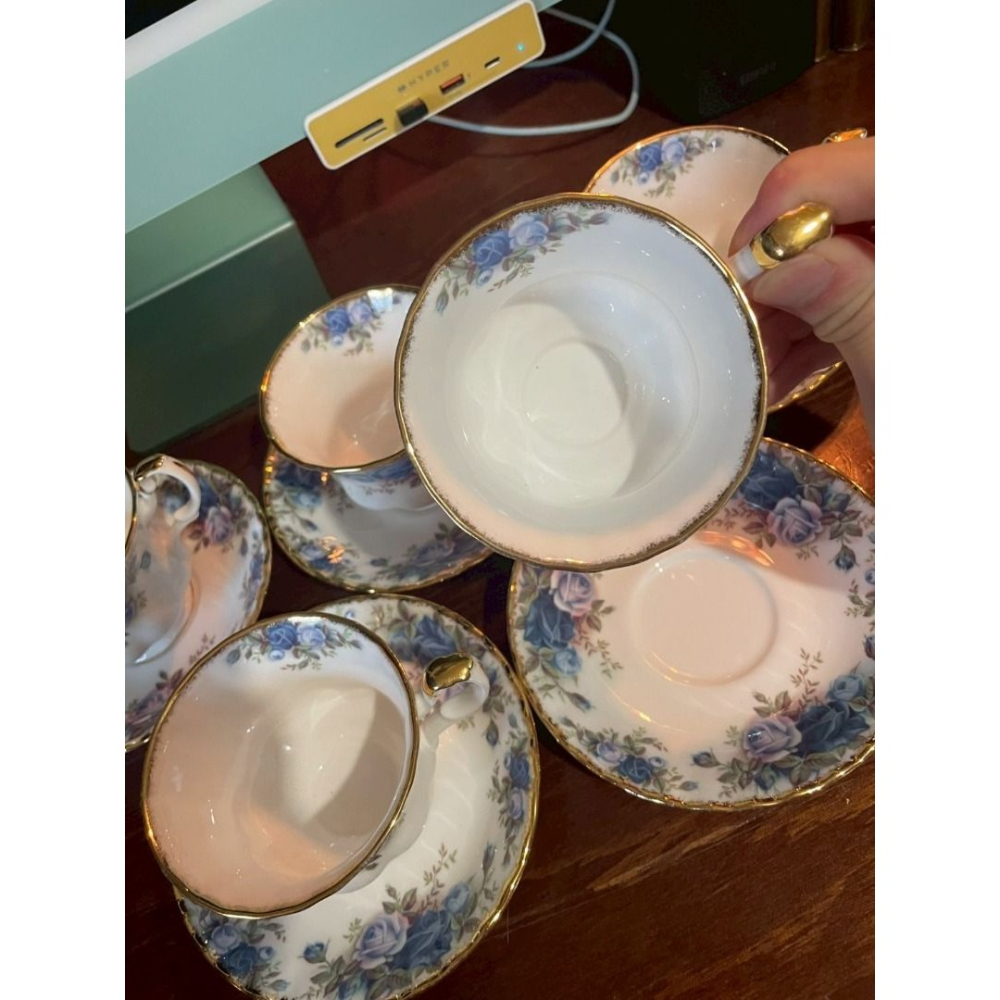 （純正英國製）1987 Royal albert 經典 月光玫瑰紅茶杯 (五組共5500)-細節圖3