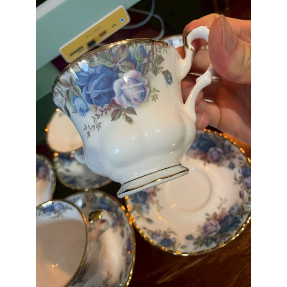 （純正英國製）1987 Royal albert 經典 月光玫瑰紅茶杯 (五組共5500)-細節圖4