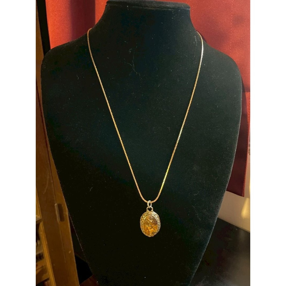 美國 1950＂s VINTAGE HOLLYWOOD 打標款 虎眼石 項鍊-細節圖2