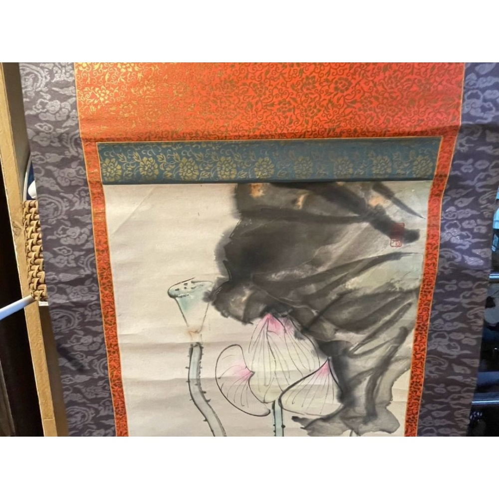 日本老件 水墨軸畫-細節圖5