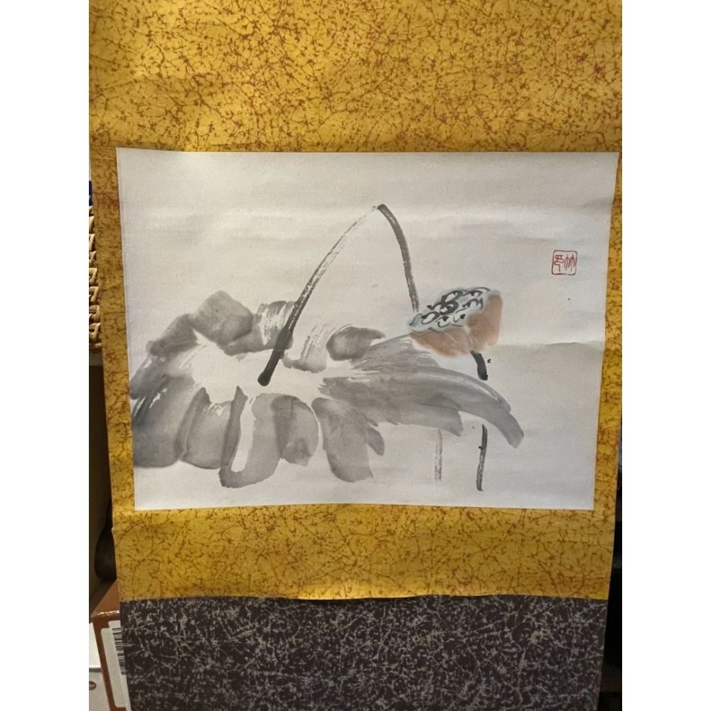 日本老件 水墨軸畫-細節圖3