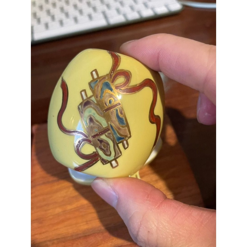 日本 香道 手繪 陶瓷小槌香盒 打ち出の小槌-細節圖5