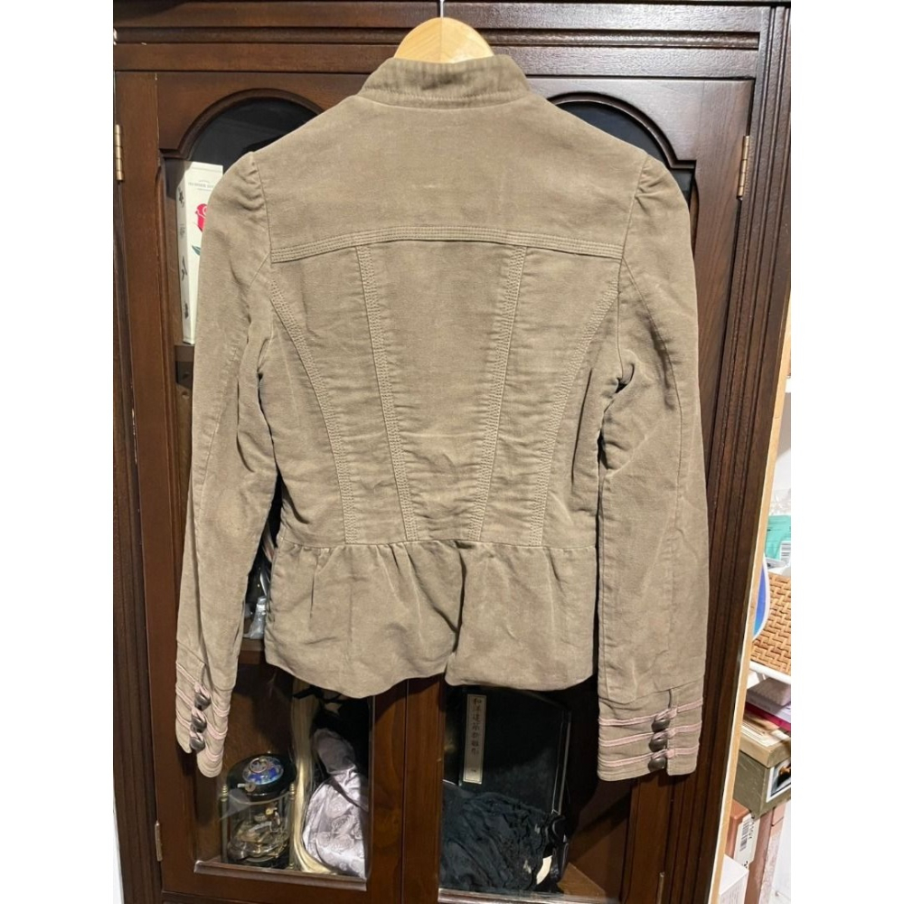 香港品牌Mastina 歐風立領軍裝風 女用 外套 絨布-細節圖2