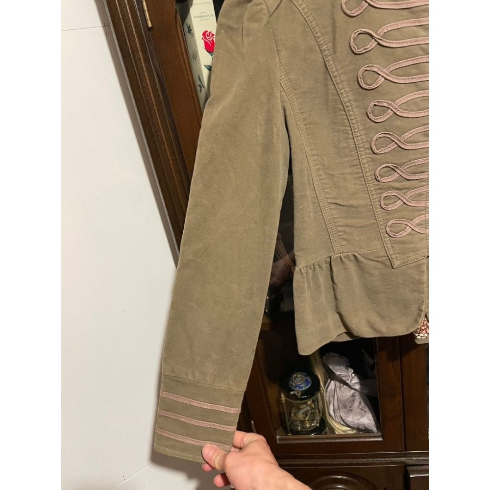 香港品牌Mastina 歐風立領軍裝風 女用 外套 絨布-細節圖3