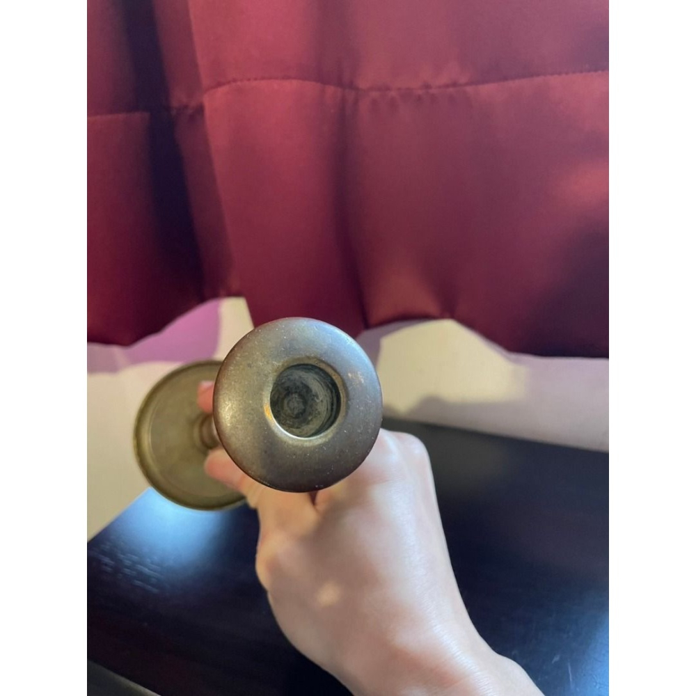 日本帶回 純黃銅 老燭台 有份量 （圖內有尺寸重量）-細節圖3