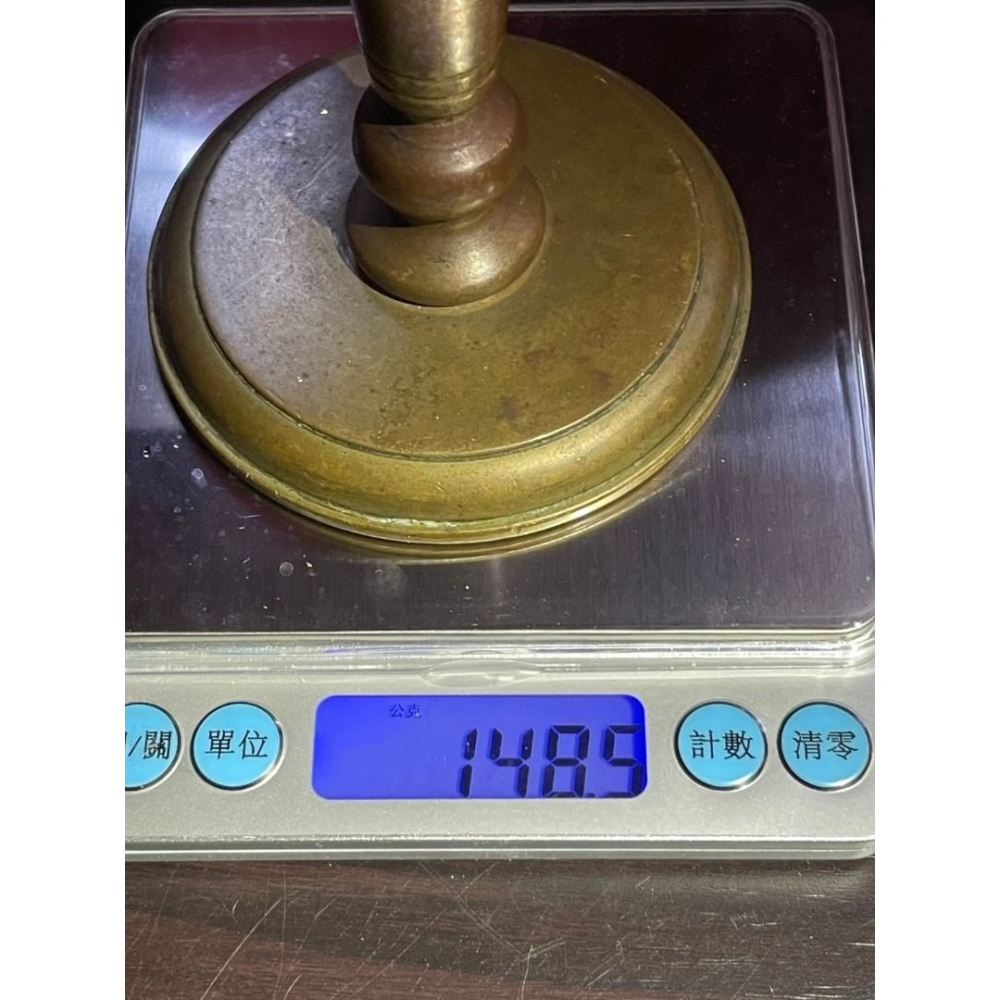 日本帶回 純黃銅 老燭台 有份量 （圖內有尺寸重量）-細節圖6