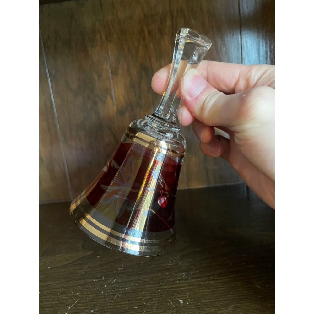 （歐洲市集購入） vintage 匈牙利 蔓越莓紅 水晶 鈴鐺-細節圖2
