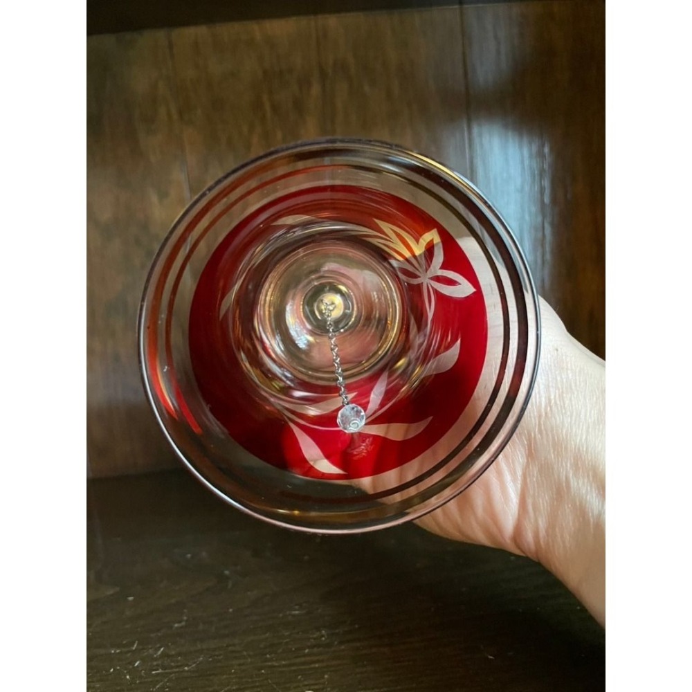 （歐洲市集購入） vintage 匈牙利 蔓越莓紅 水晶 鈴鐺-細節圖3