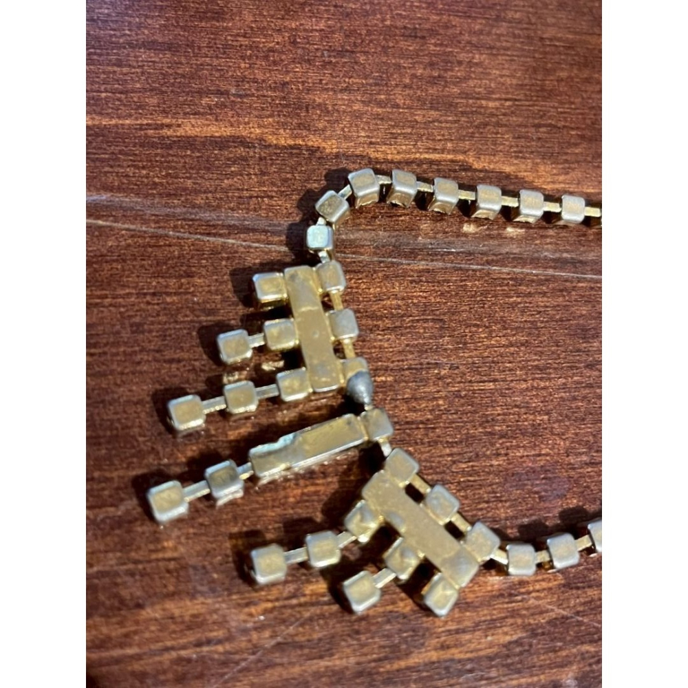歐美老件 70＇s vintage 萊茵石 合金 頸鏈 飾品-細節圖3