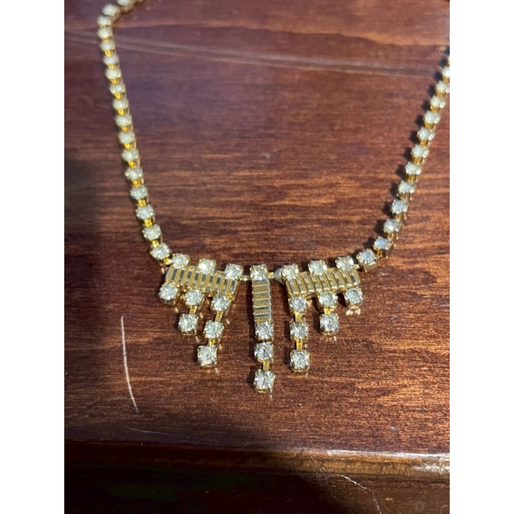 歐美老件 70＇s vintage 萊茵石 合金 頸鏈 飾品-細節圖7