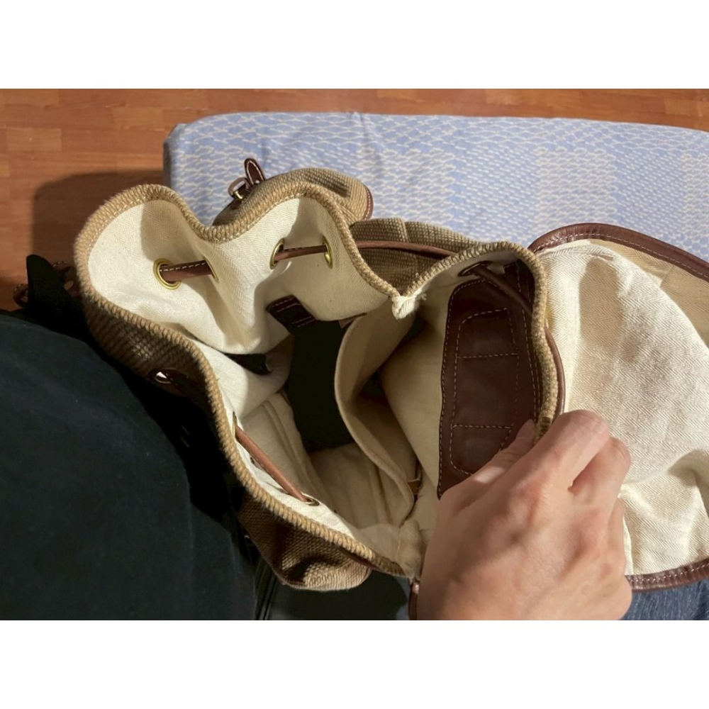 HEYOU Handmade - 〝Army style backpack〞刺子布款 皮革後背包-細節圖8