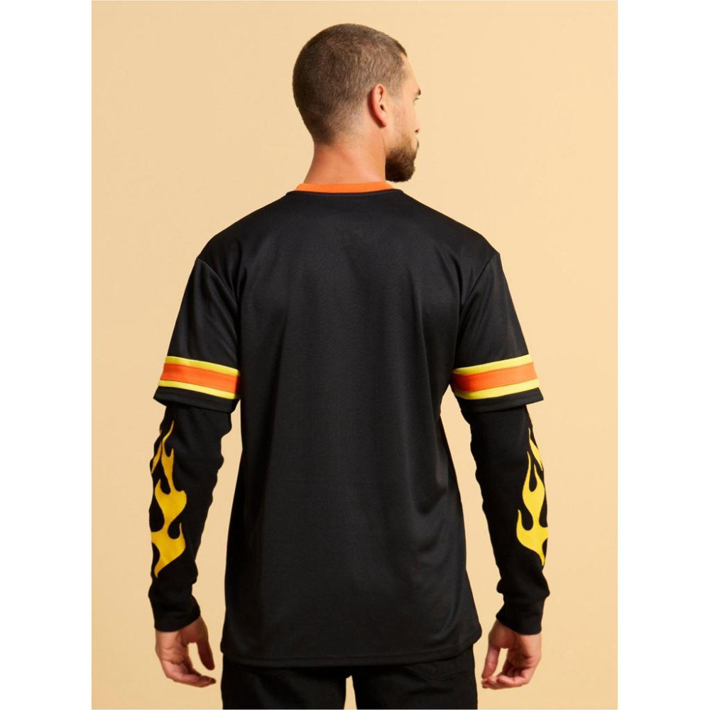 全新七龍珠Boxlunch Dragon Ball Z Flames假兩件式球衣 SZ M/L-細節圖2