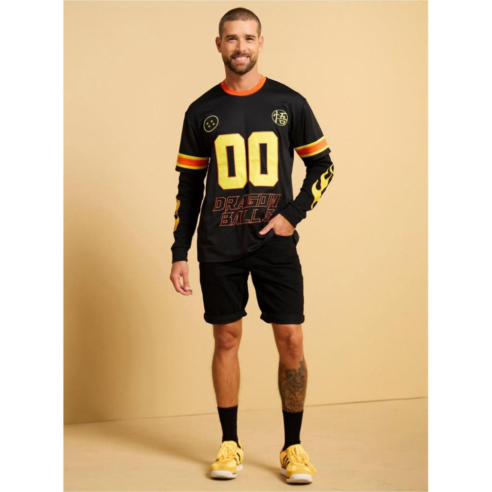 全新七龍珠Boxlunch Dragon Ball Z Flames假兩件式球衣 SZ M/L-細節圖3