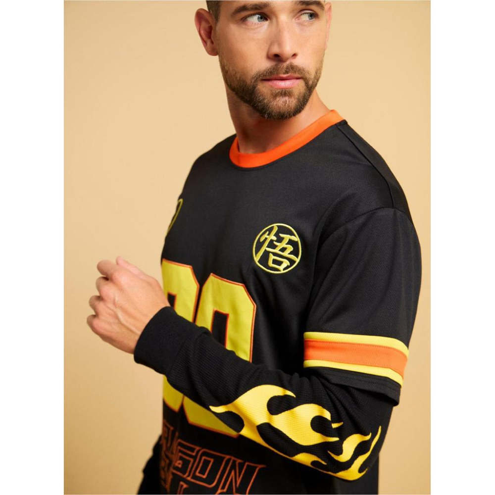 全新七龍珠Boxlunch Dragon Ball Z Flames假兩件式球衣 SZ M/L-細節圖4