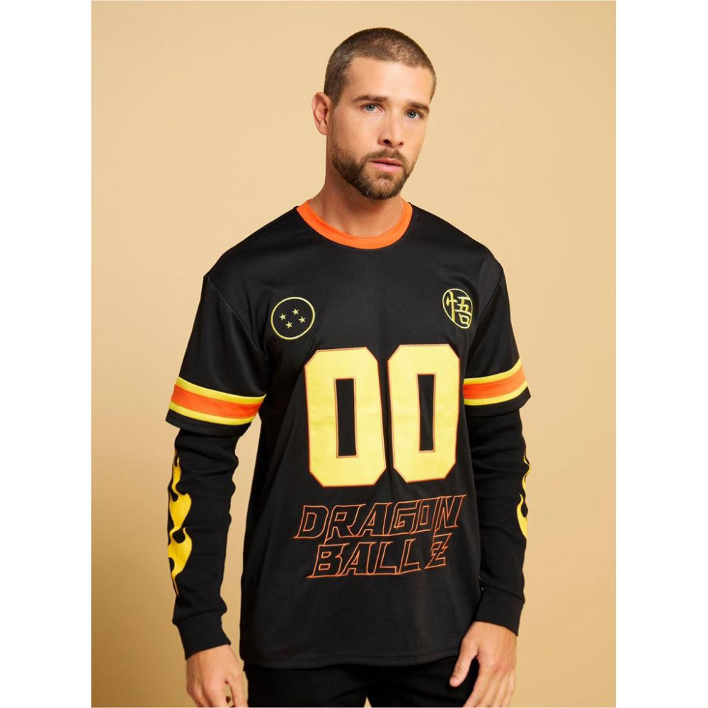 全新七龍珠Boxlunch Dragon Ball Z Flames假兩件式球衣 SZ M/L-細節圖5