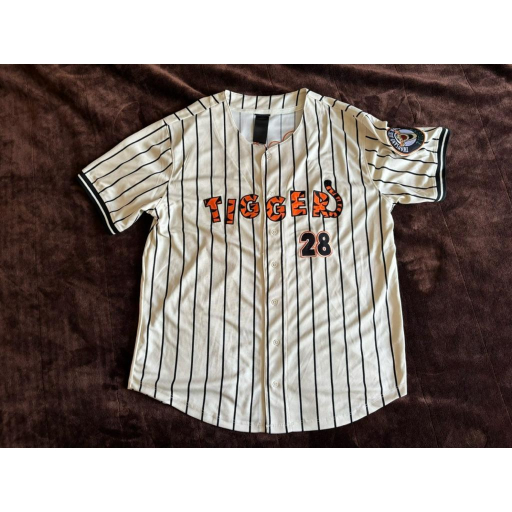 【F1】全新小熊維尼迪士尼Disney Winnie the Pooh Tigger條紋棒球衣BoxLunch SZ L-細節圖4