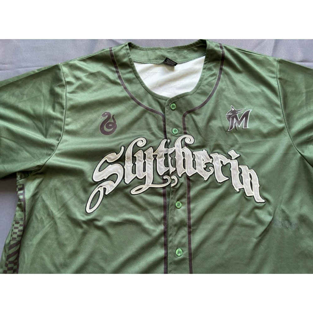 【B2】二手邁阿密馬林魚和哈利波特聯名Harry Potter Miami Marlins Slytherin球衣 XL-細節圖2