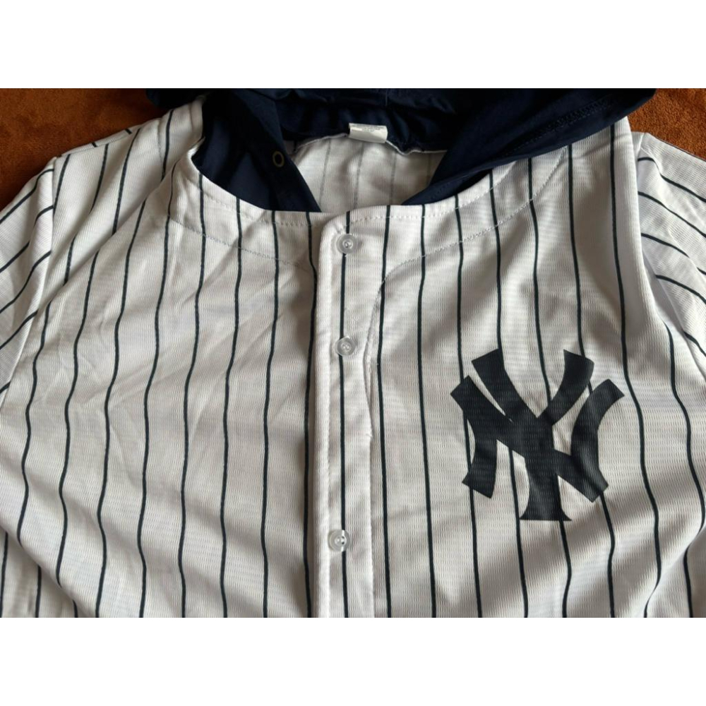 全新MLB紐約洋基NY Yankees直條紋假兩件球衣 SZ XL-細節圖3