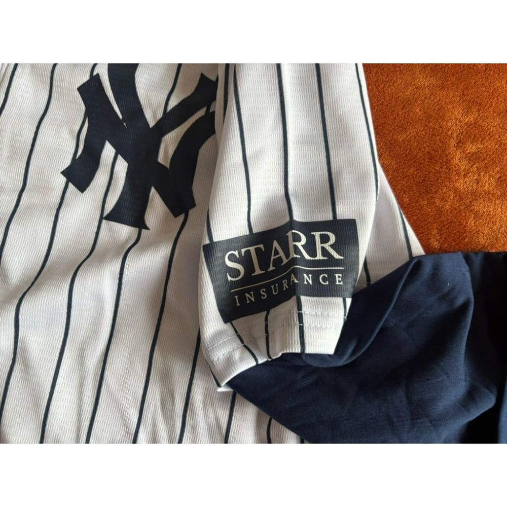 全新MLB紐約洋基NY Yankees直條紋假兩件球衣 SZ XL-細節圖4