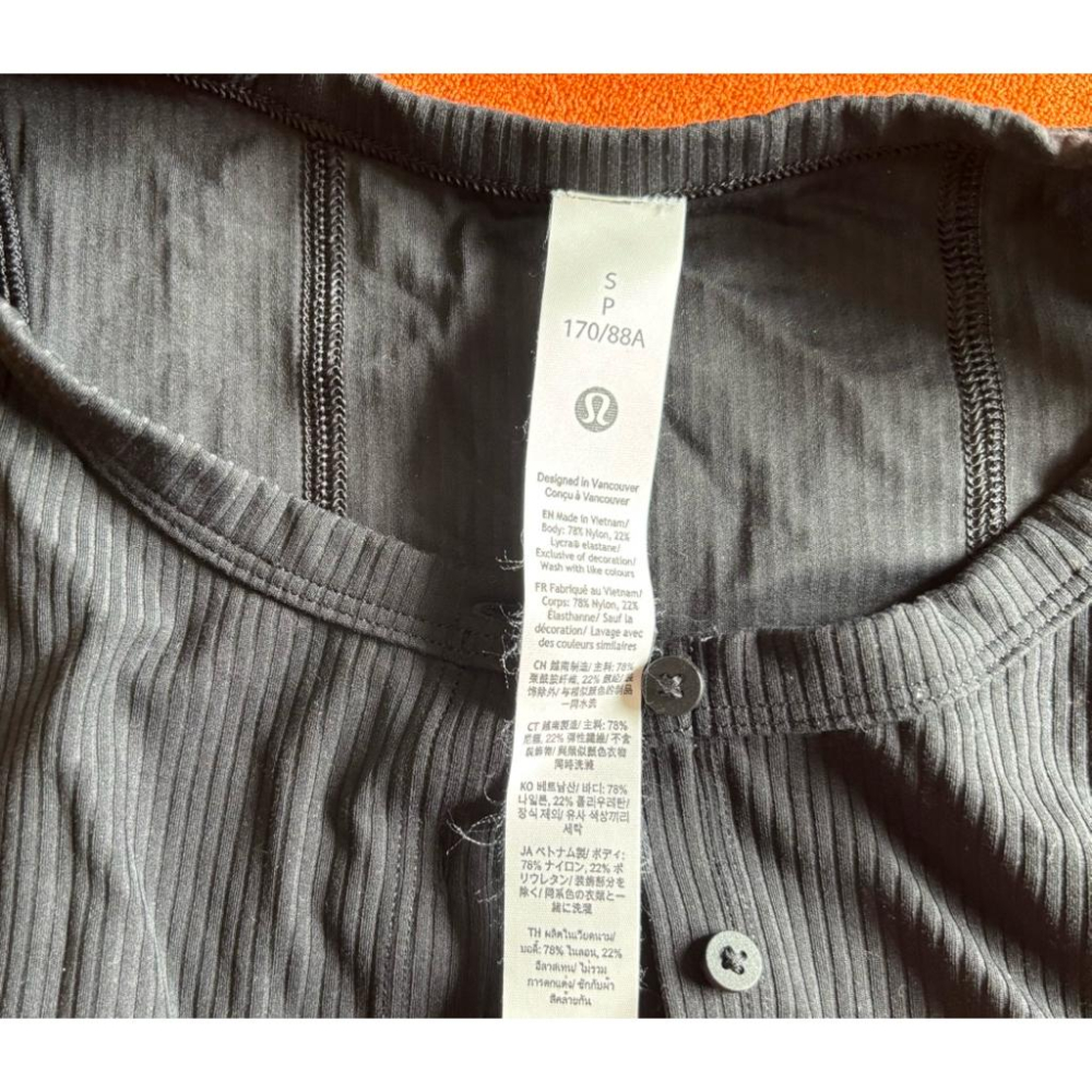 二手lululemon Ribbed Nulu™  女士羅紋前側紐扣款背心 LW1FMJS SZ S-細節圖6