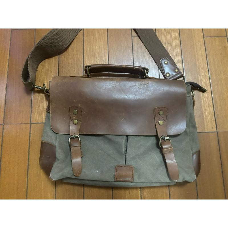 摩洛哥帶回牛皮帆布書包-細節圖2