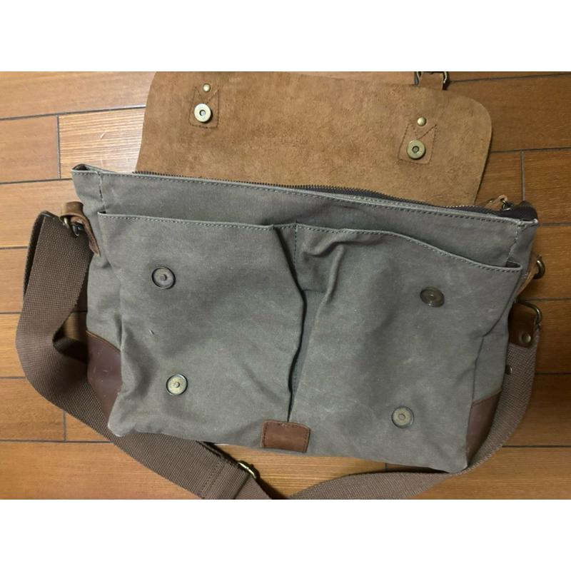 摩洛哥帶回牛皮帆布書包-細節圖5