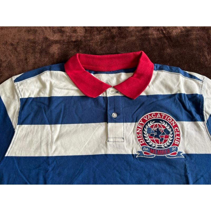 【K1】全新迪士尼樂園Disneyland 橫條紋polo 衫 SZ XL-細節圖2