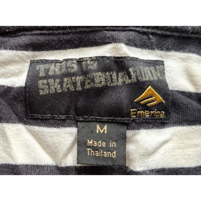 【B3】二手古著Vintage滑板大牌Emerica橫條紋Polo衫 SZ M-細節圖3