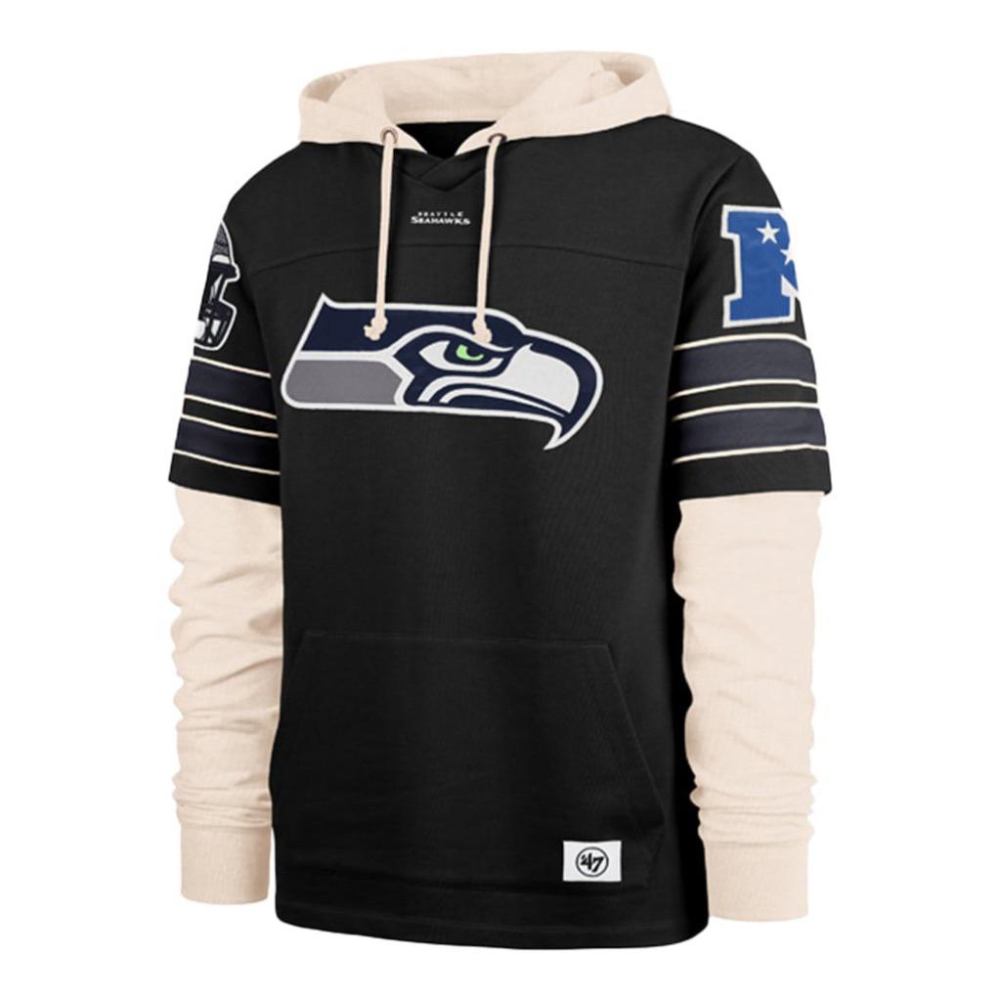 全新＇47西雅圖海鷹Seattle Seahawks Split Zone Cornerback假兩件帽T SZ L-細節圖2