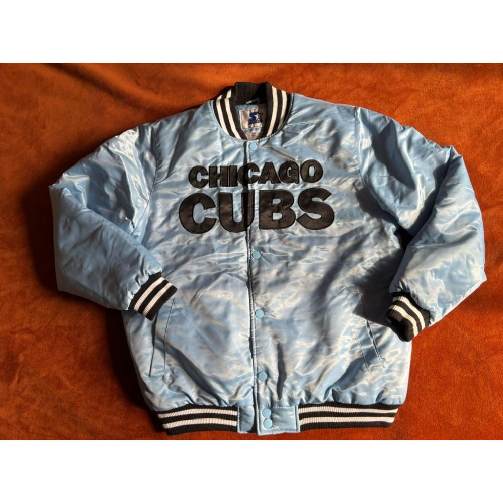 全新Starter MLB Chicago Cubs Retro Satin芝加哥小熊復古棒球外套 SZ L-細節圖3