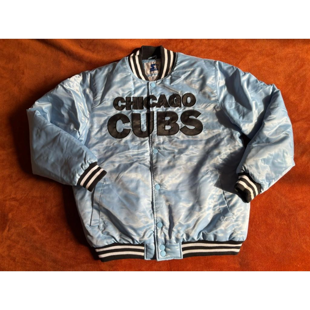 全新Starter MLB Chicago Cubs Retro Satin芝加哥小熊復古棒球外套 SZ L-細節圖4