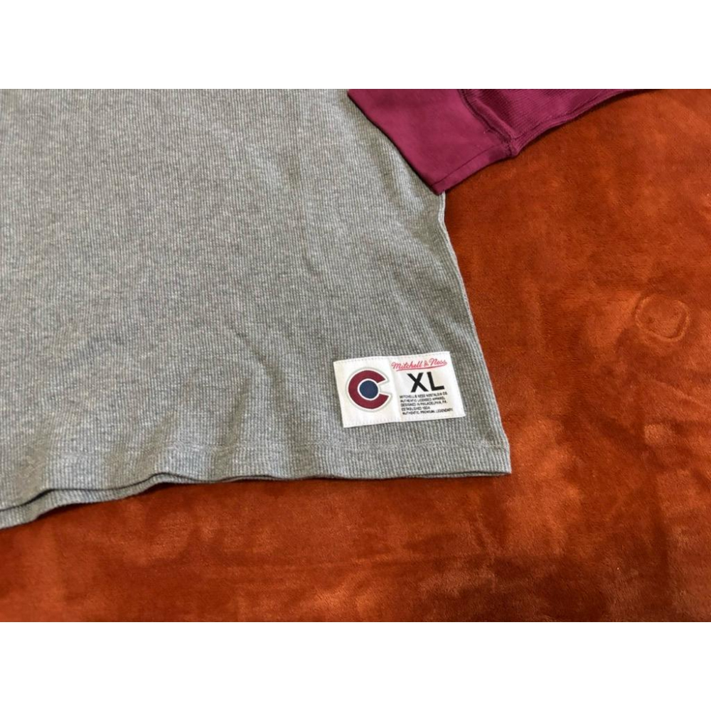 全新Mitchell & Ness MLB芝加哥小熊Chicago Cubs斜袖棒球長T SZ XL-細節圖3