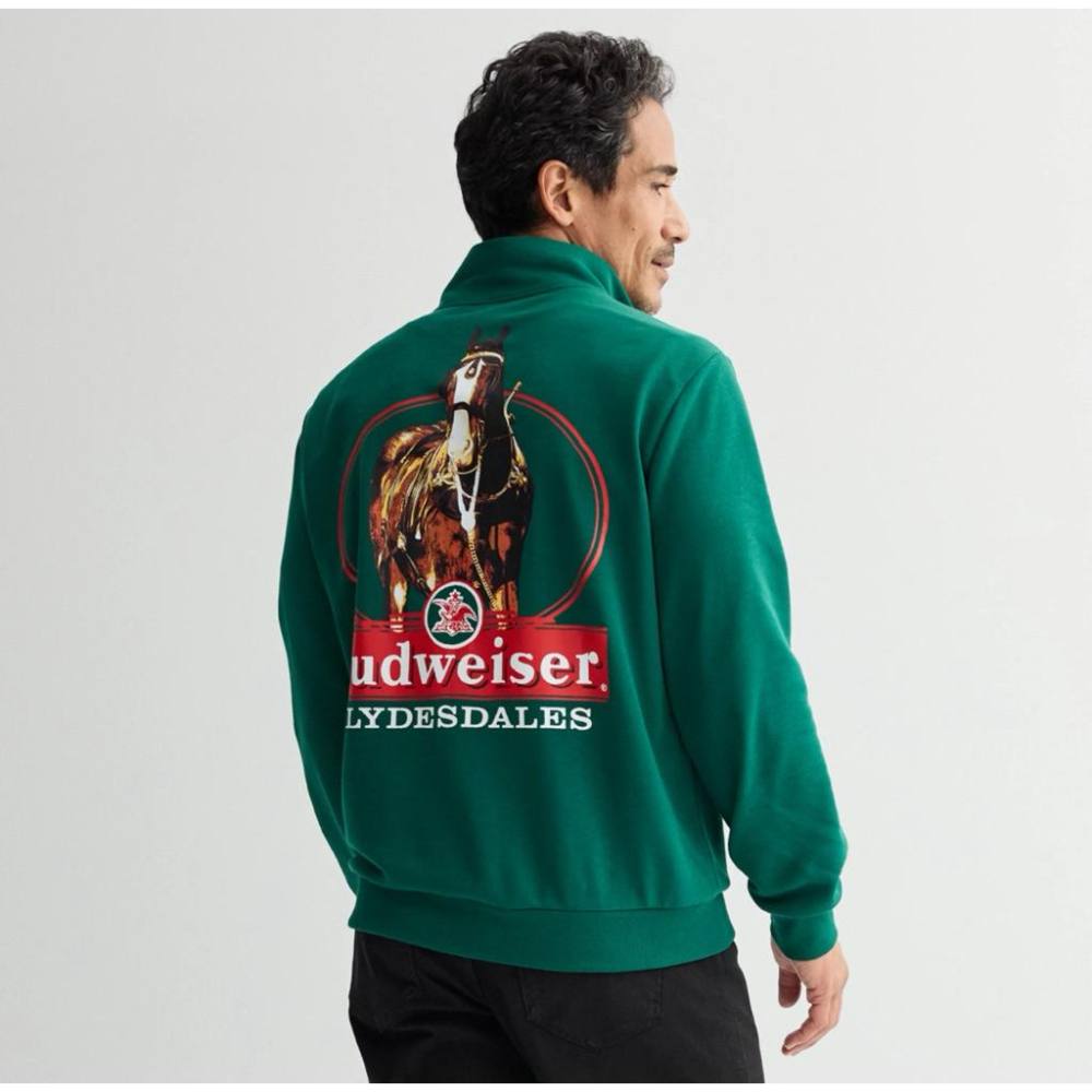 全新百威啤酒拉鏈大學T Budweiser Clydesdales Sweater SZ L-細節圖3