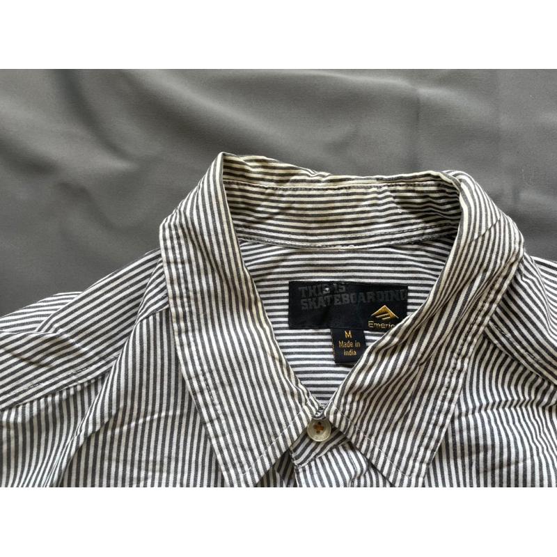 【P4】二手古著Vintage Emerica直條紋襯衫 SZ M-細節圖3