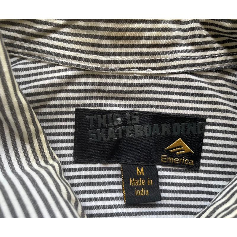 【P4】二手古著Vintage Emerica直條紋襯衫 SZ M-細節圖4