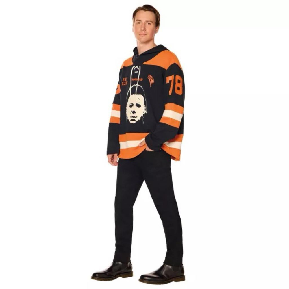 全新Michael Myers Haddonfield Hockey Hoodie Halloween帽T SZ L-細節圖2