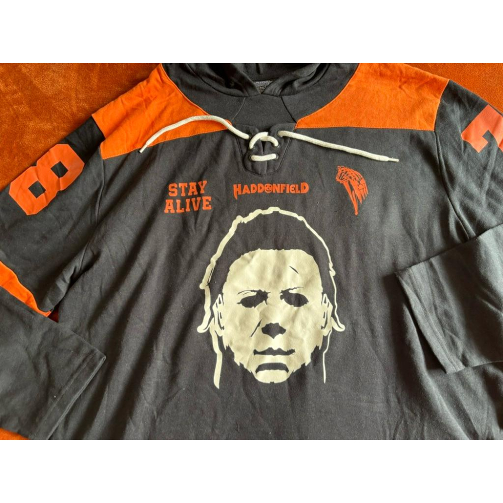 全新Michael Myers Haddonfield Hockey Hoodie Halloween帽T SZ L-細節圖5