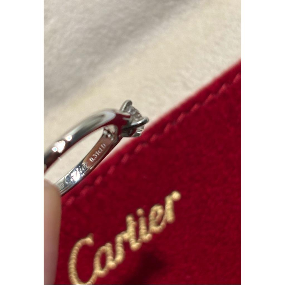 二手卡地亞CARTIER SOLITAIRE 1895 PT950卡地亞鉑金四抓單顆鑽戒指婚戒 49號 0.31克拉-細節圖8