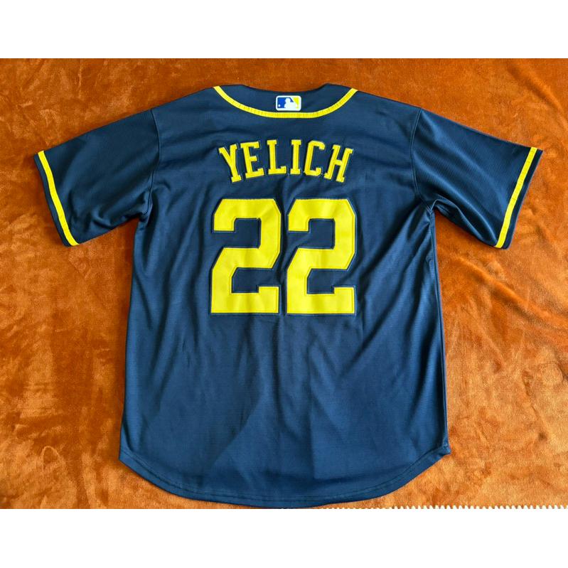 【K3】二手Nike密爾瓦基釀酒人Milwaukee Brewers復古球衣Yelich SZ M-細節圖5