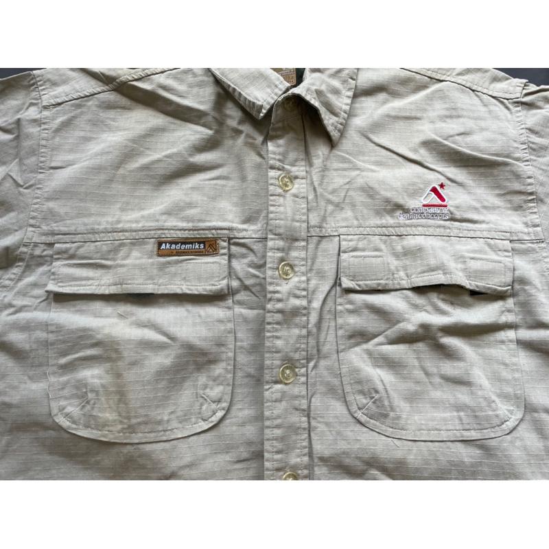 【P4】早期二手古著Vintage嘻哈大牌Akedemiks卡其襯衫 SZ L-細節圖3