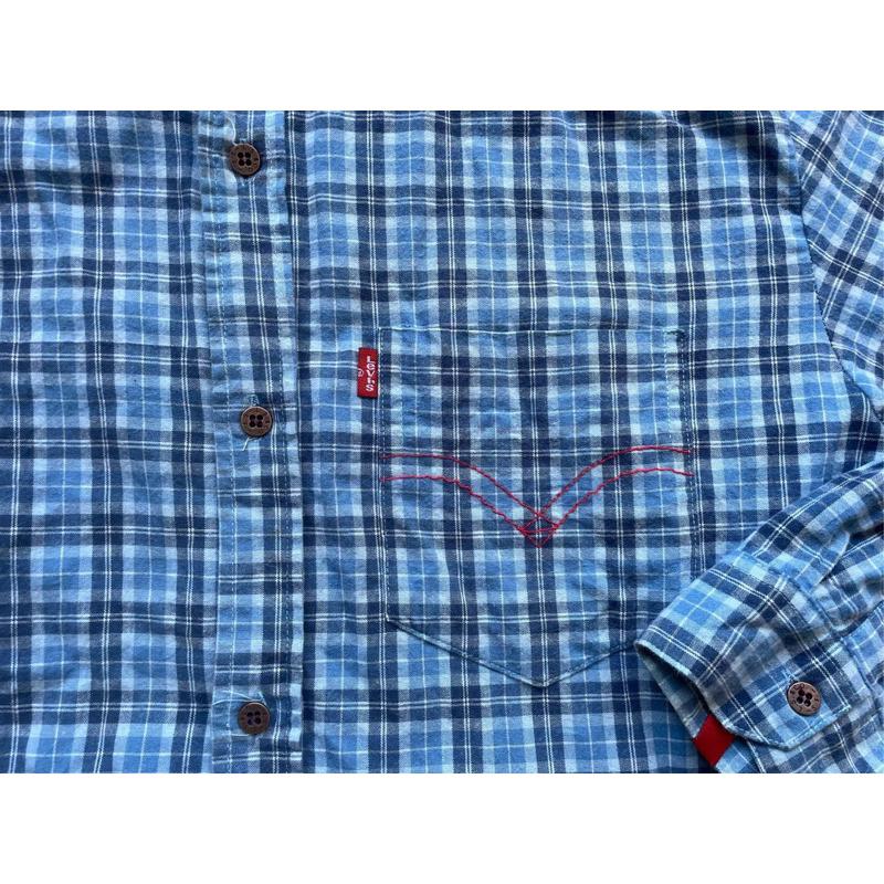 【L4】二手古著Vintage韓國製Levi‘s 格紋襯衫SZ L-細節圖2